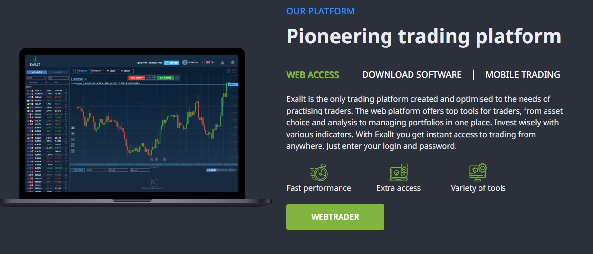 Exallt trading platform for all devices